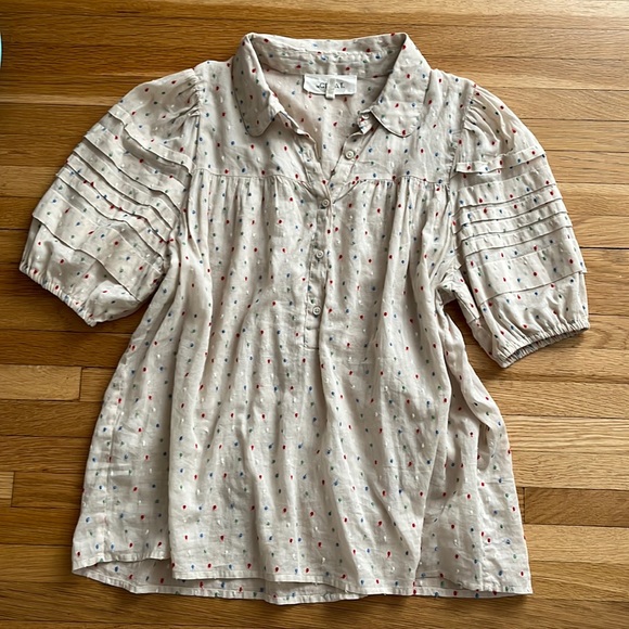 THE GREAT polka dot puff short sleeve top Sz. 0/XS - Picture 1 of 6